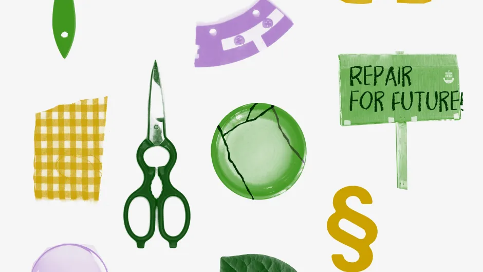 Grafik mit verschiedenen Werkzeugen und dem Appell: Repair for Future
